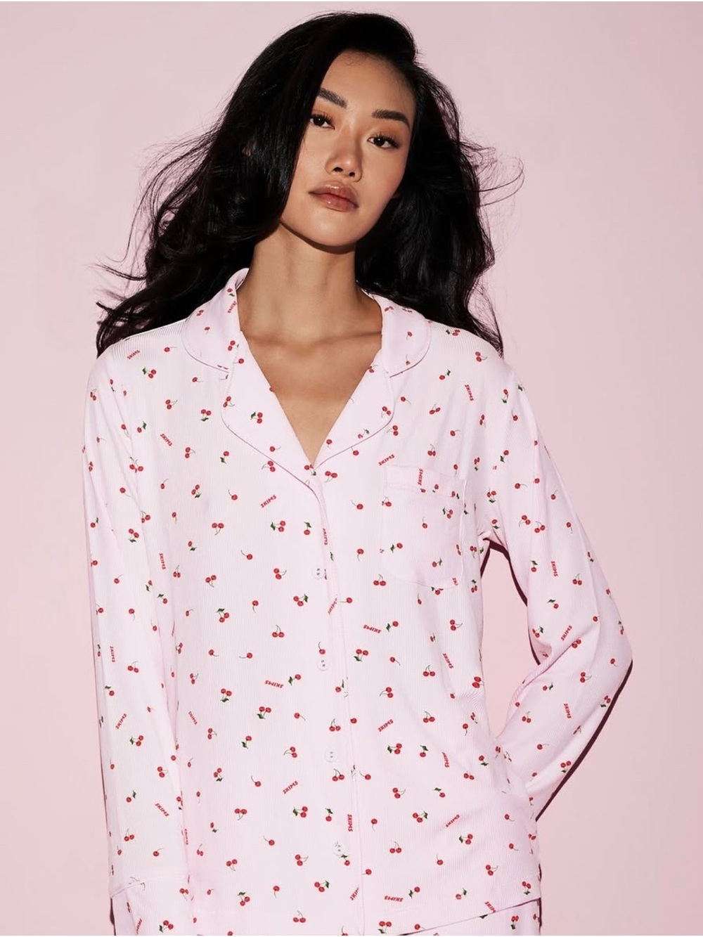 SKIMS Cherry-Print Long-Sleeve Pajama Set *rare cherry blossom* - Picture 5 of 5